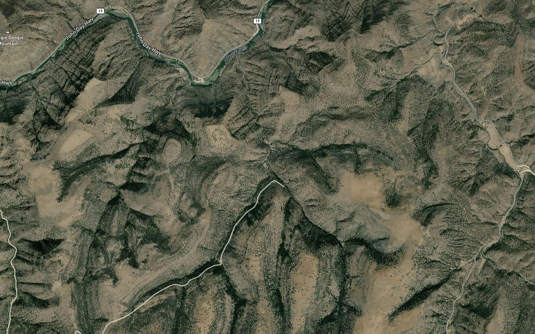 Satellite map of the Evans Creek