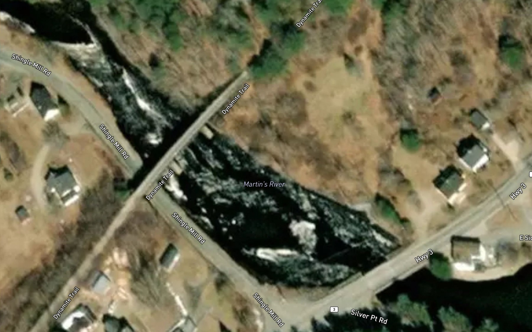 Satellite map of the Martins River