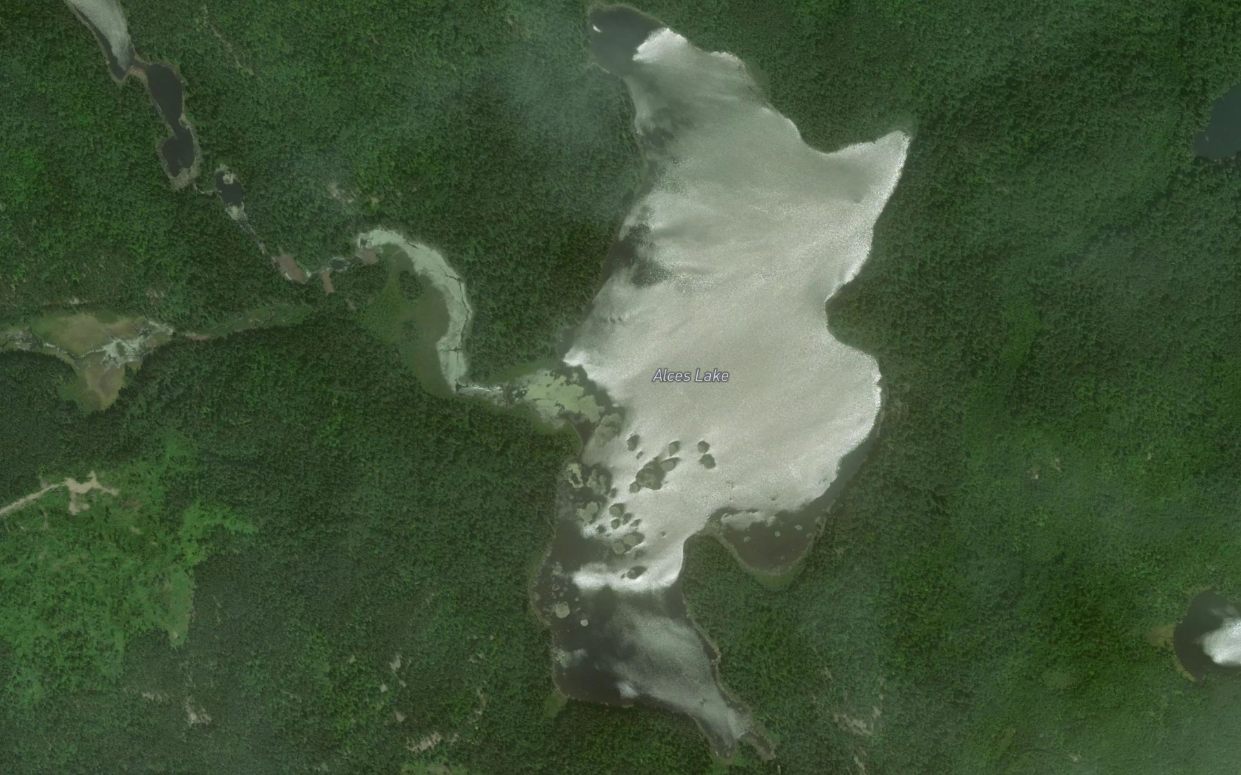 Satellite map of the Alces Lake