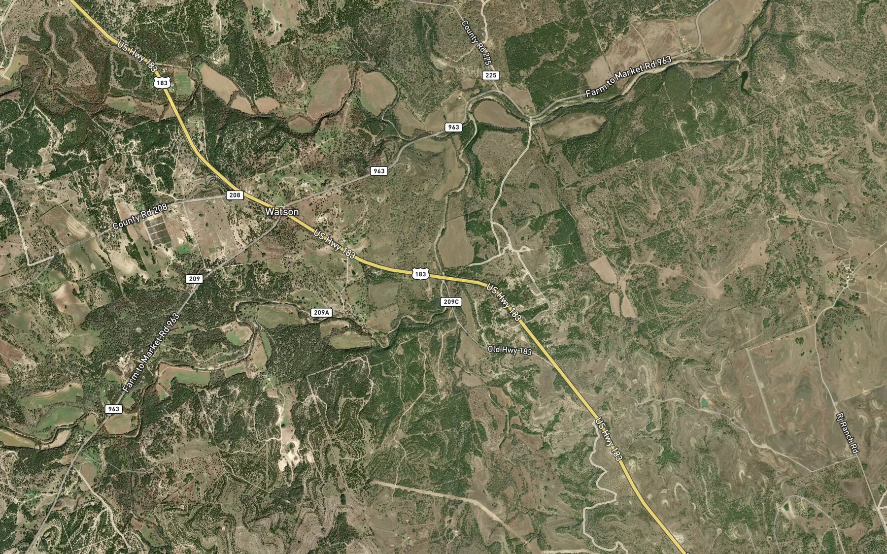 Satellite map of the Campbells Branch