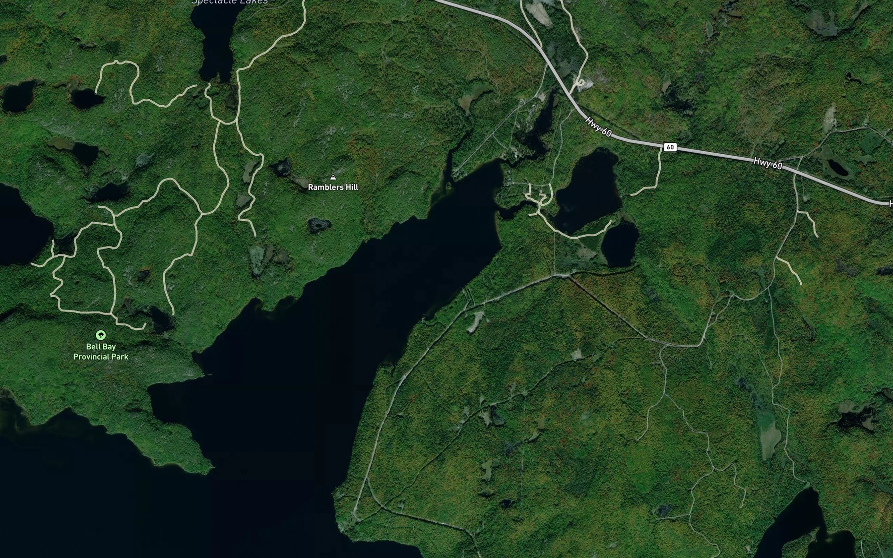 Satellite map of the Bells Bay