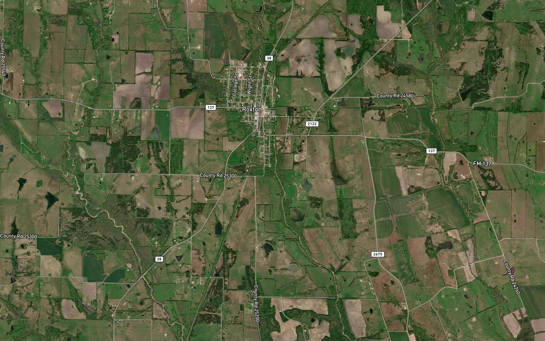 Satellite map of the Denton Creek