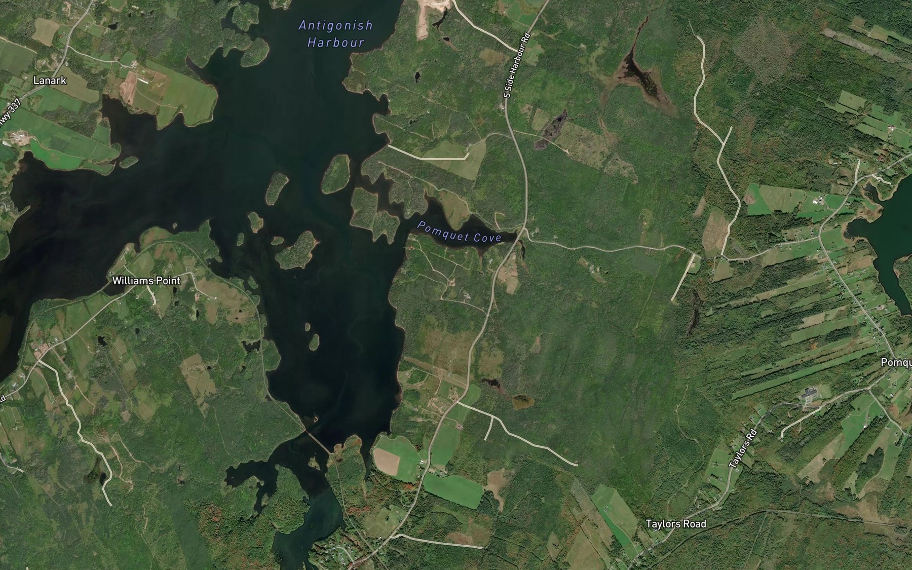 Satellite map of the Pomquet Cove