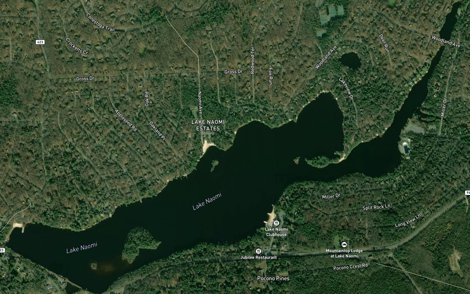 Satellite map of the Lake Naomi