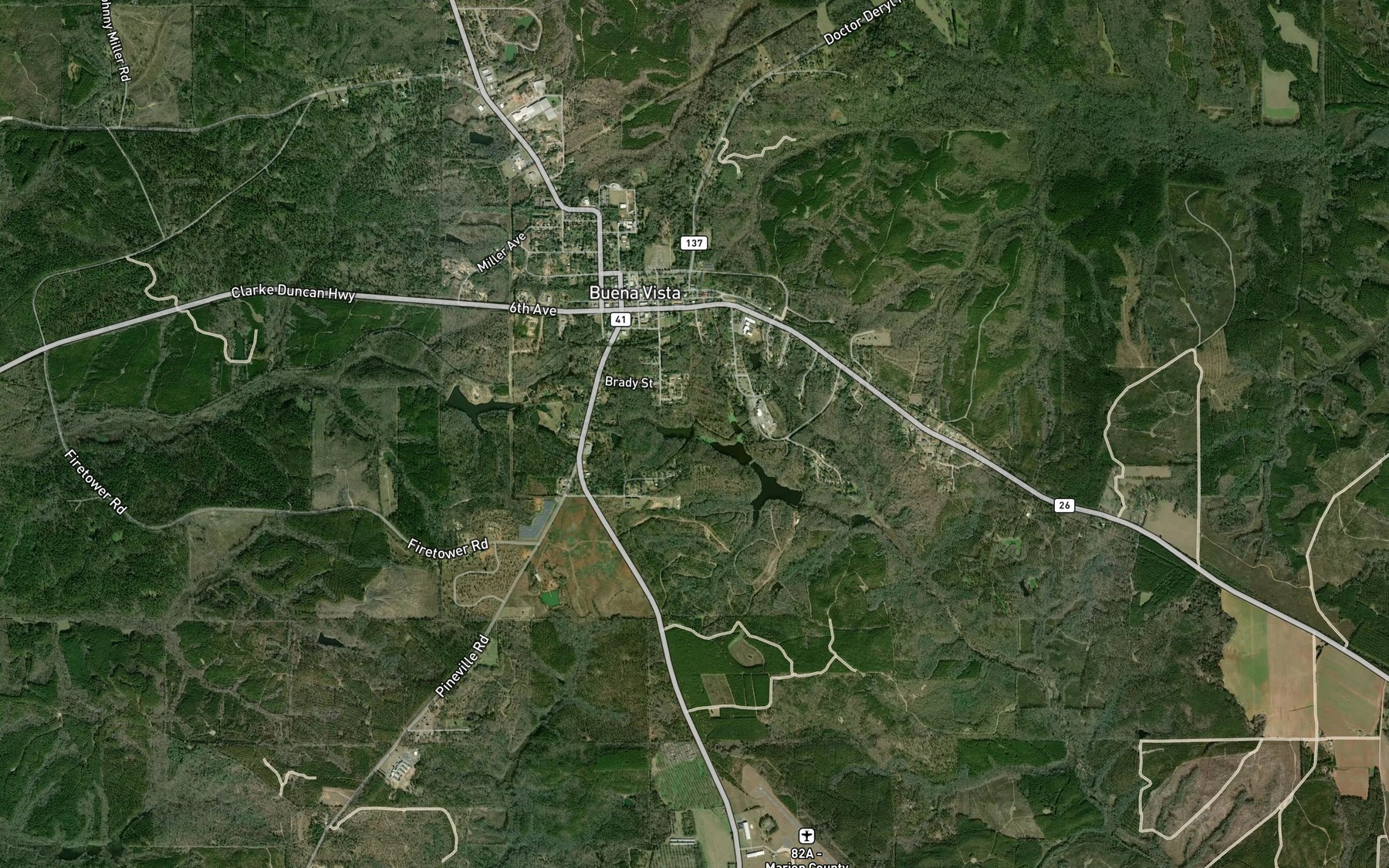 Satellite map of the Walker Williams Lakes