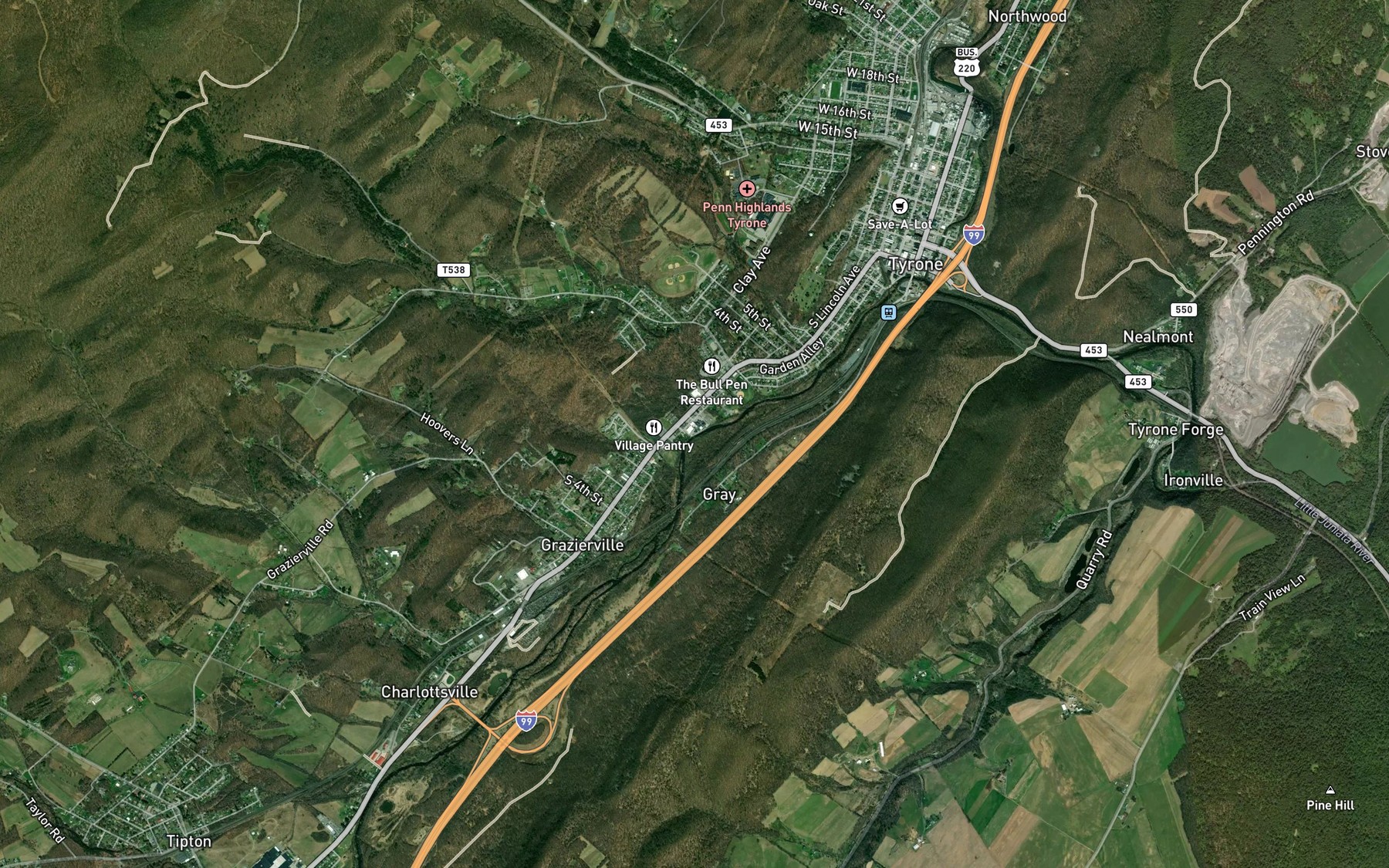 Satellite map of the Hutchinson Run