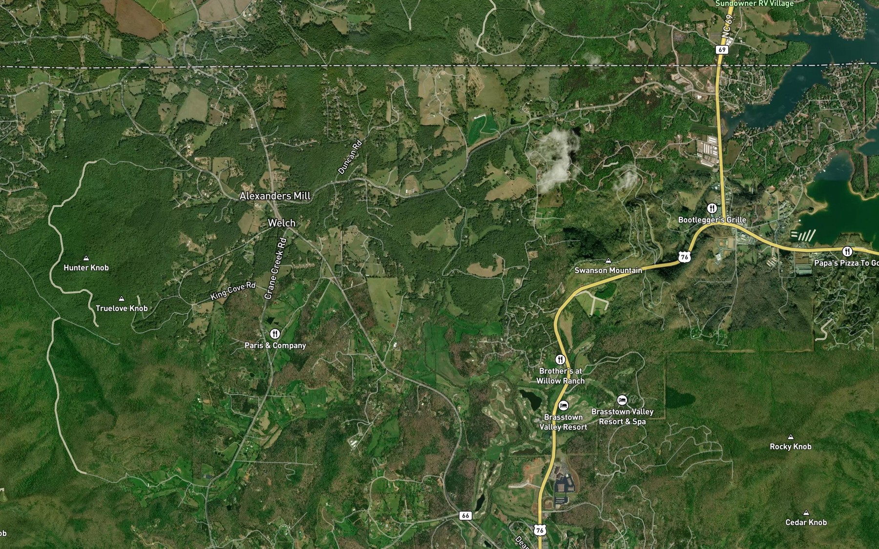 Satellite map of the Emerson Branch