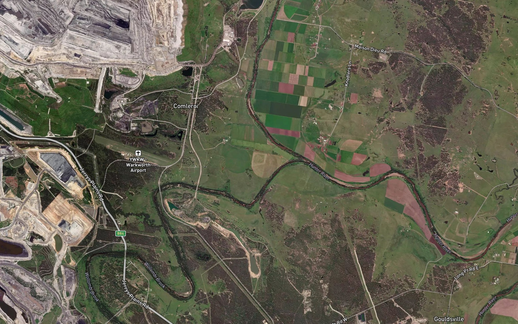 Satellite map of the Parsons Creek