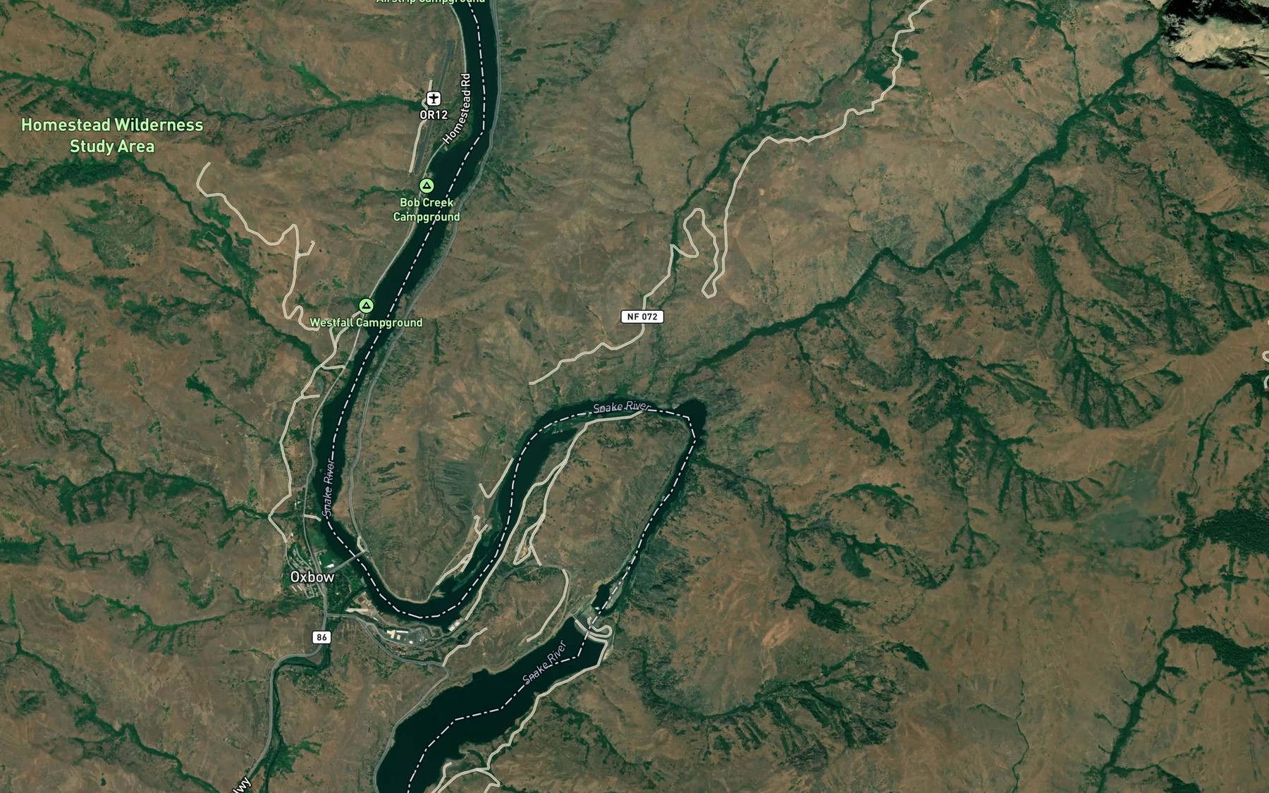 Satellite map of the Blue Creek