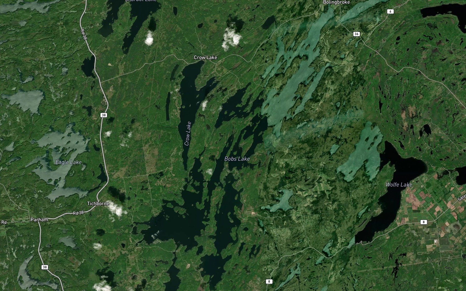 Satellite map of the Bobs Lake