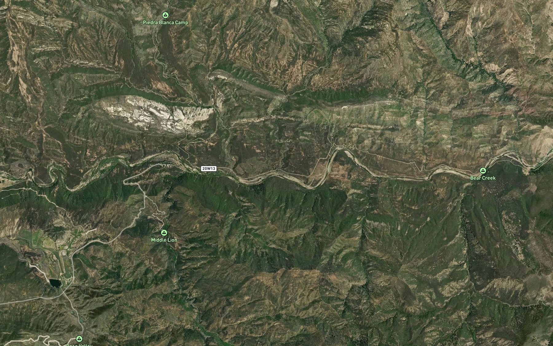 Satellite map of the Trout Creek