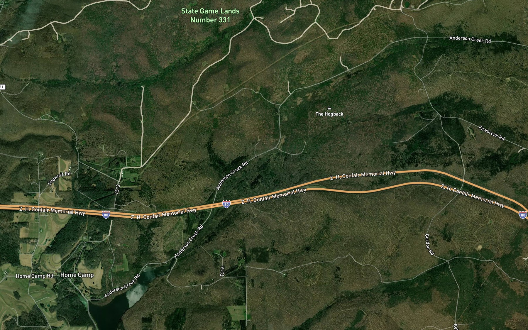 Satellite map of the Stony Run