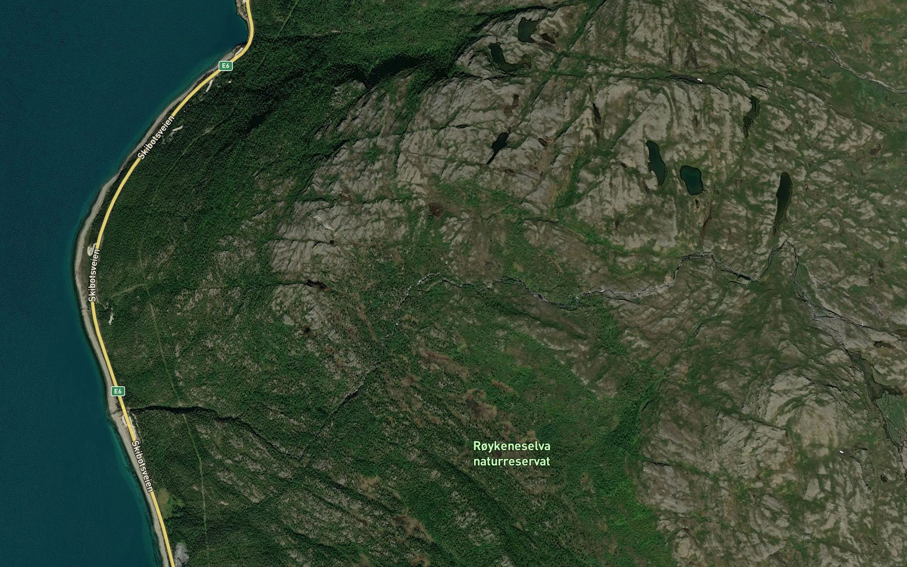 Satellite map of the Roykeneselva
