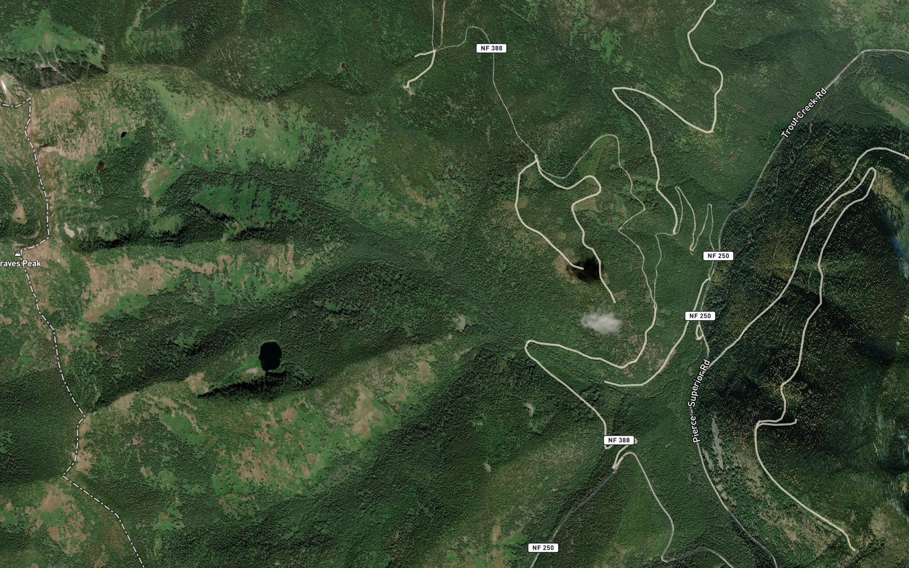 Satellite map of the Freezeout Creek