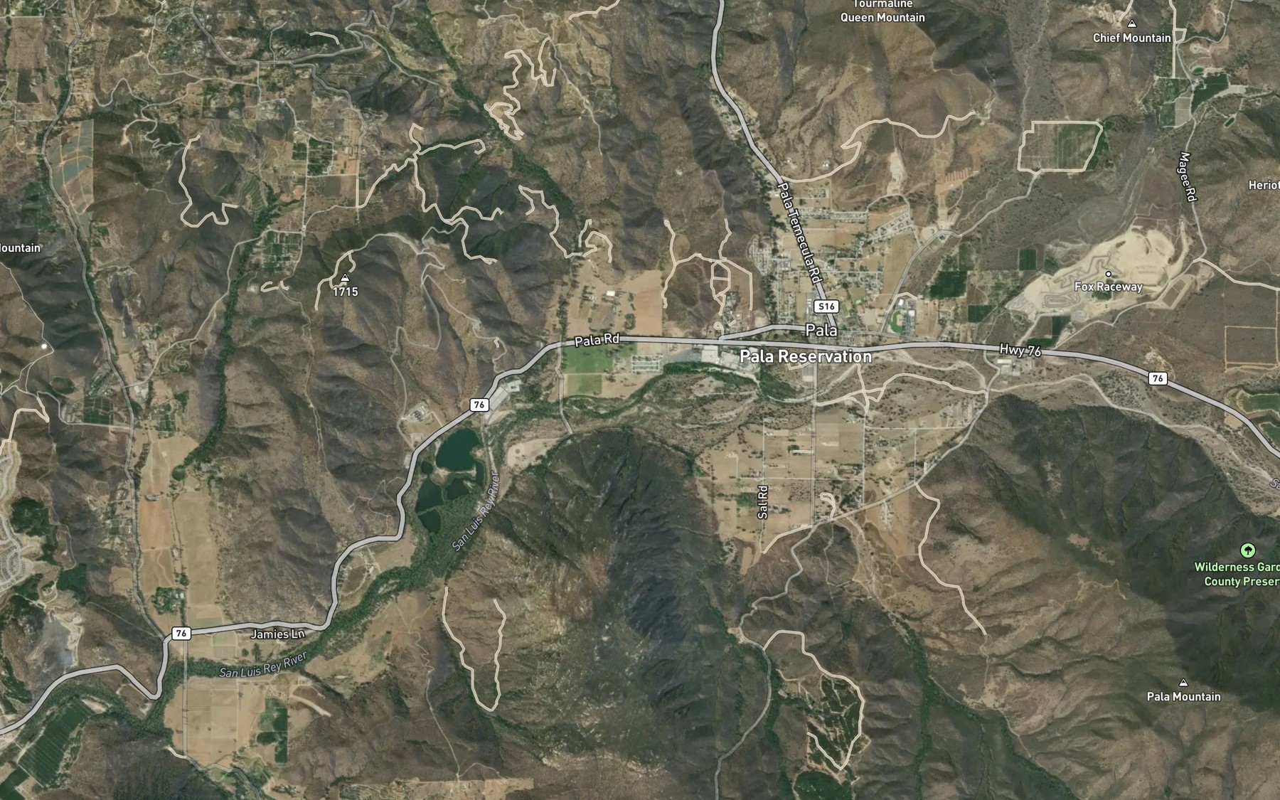 Satellite map of the Pala Creek