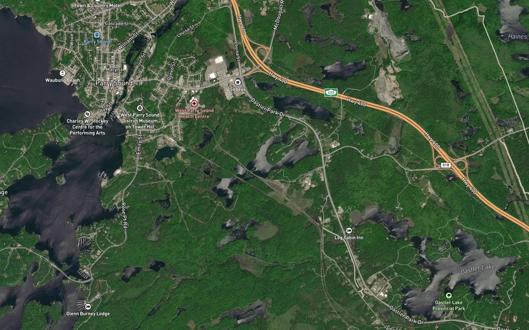 Satellite map of the Richmond Lake