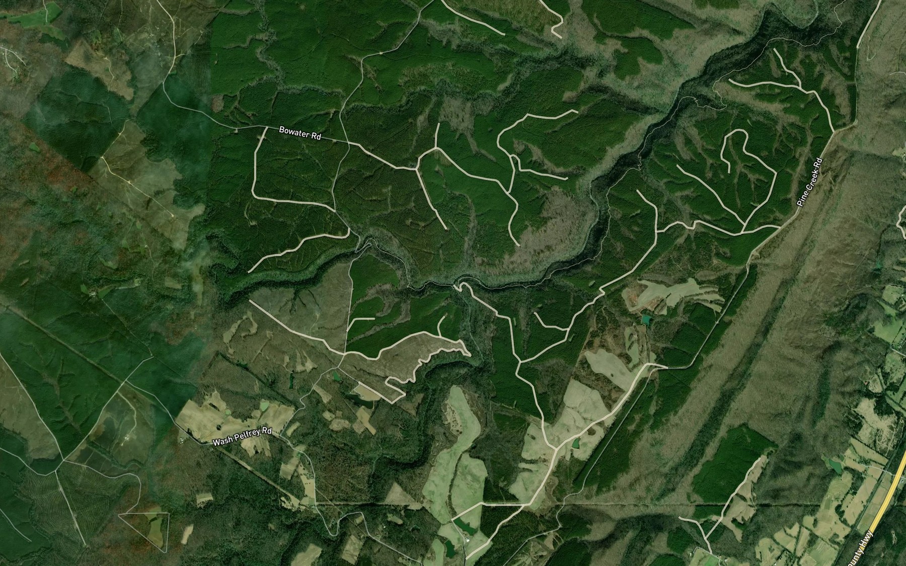 Satellite map of the Moccasin Creek