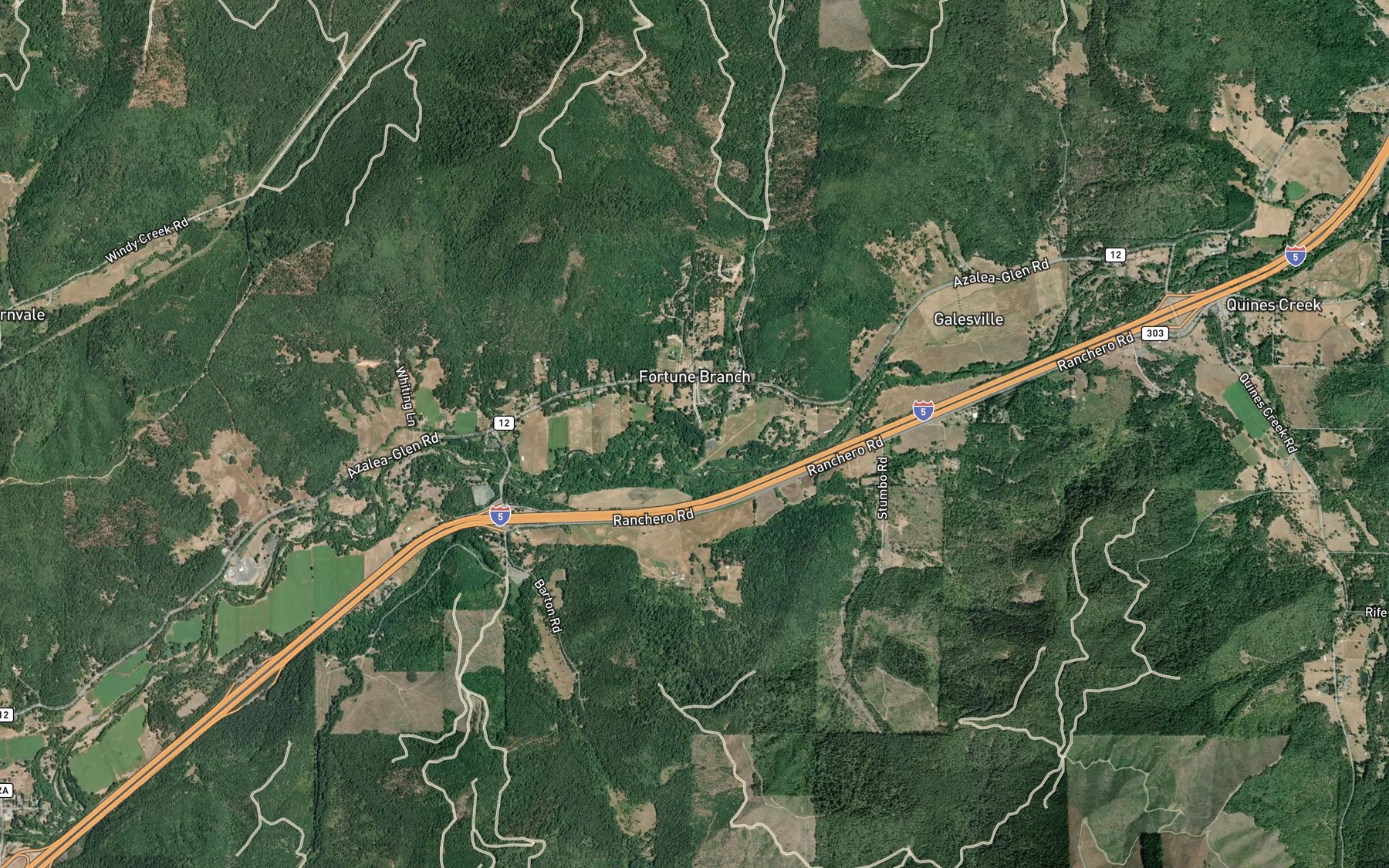Satellite map of the Fortune Branch