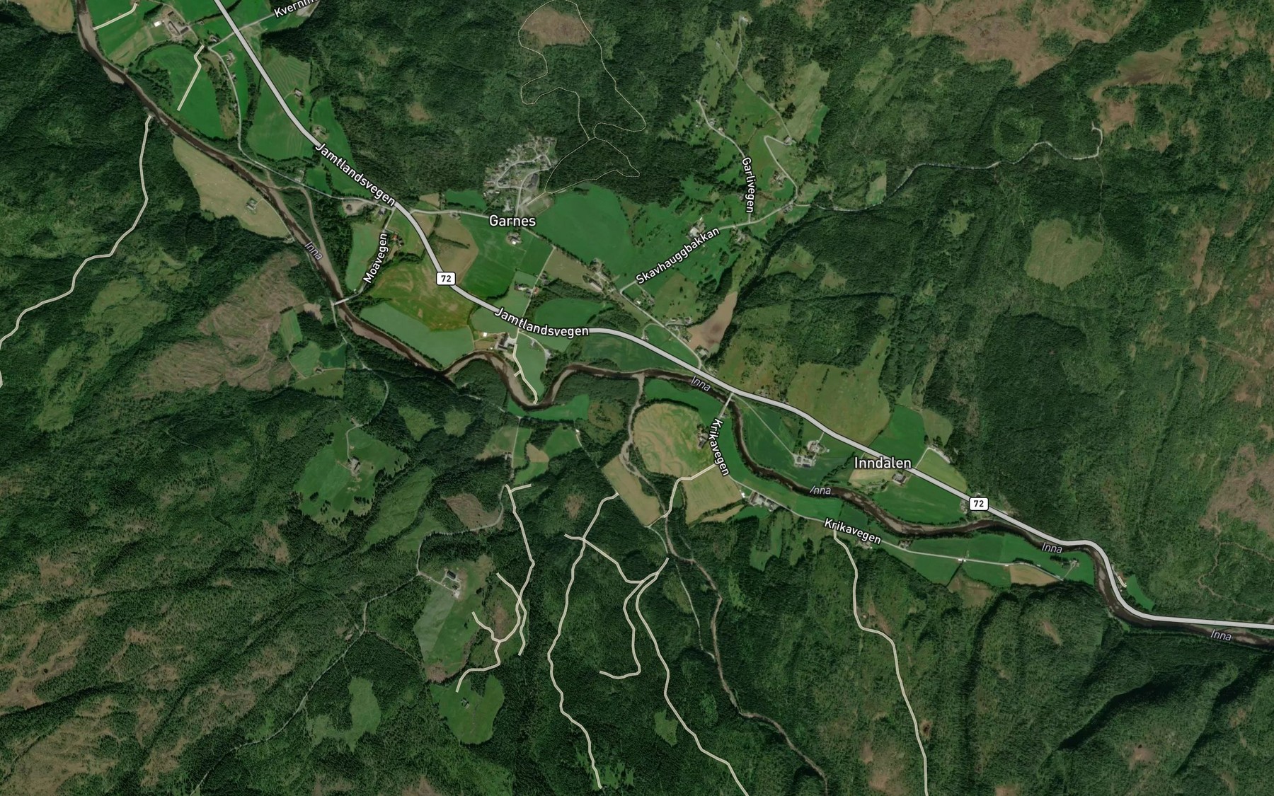 Satellite map of the Tverraa