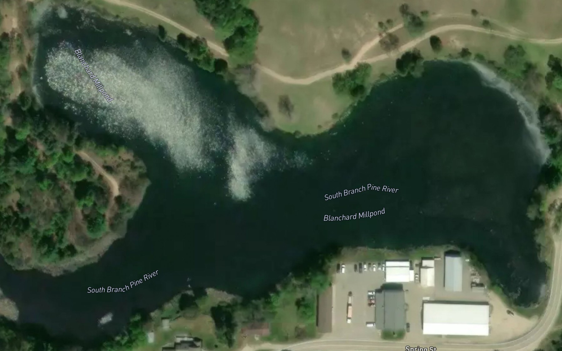Satellite map of the Blanchard Millpond