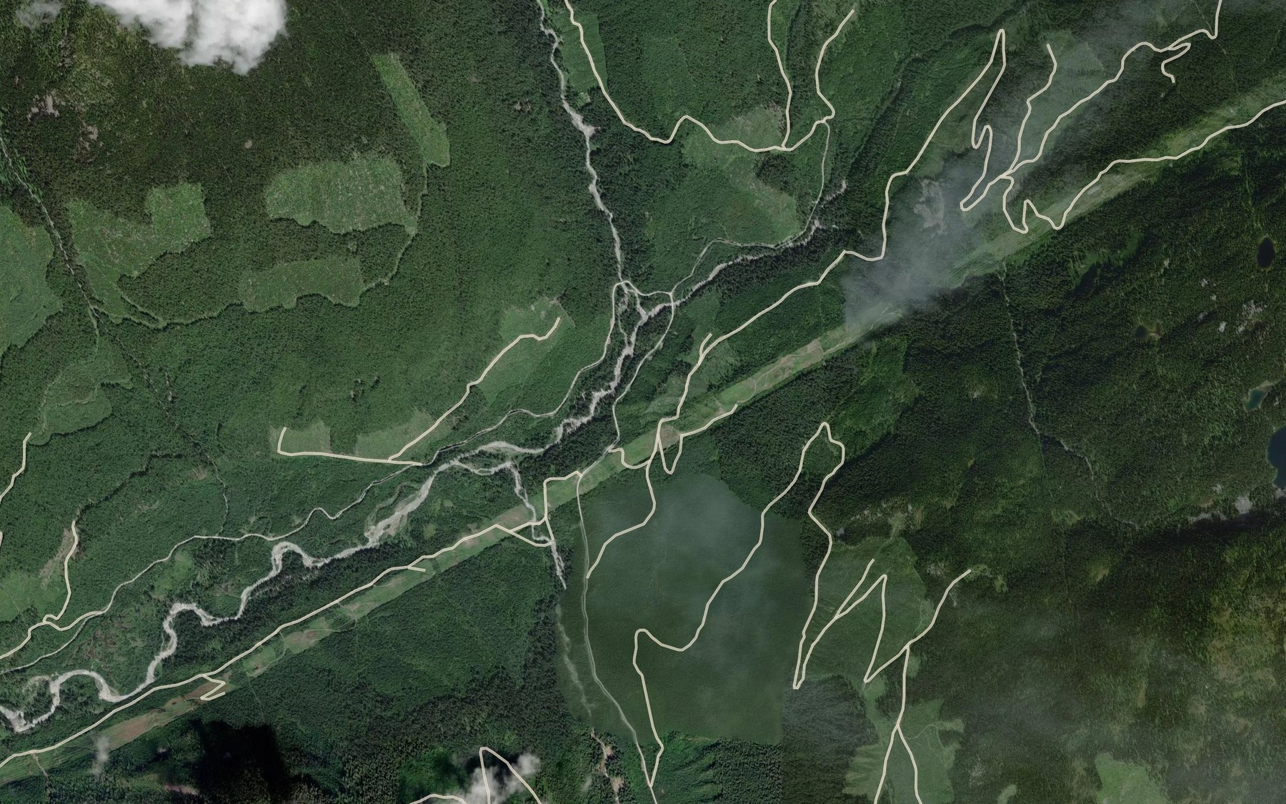 Satellite map of the Myoff Creek