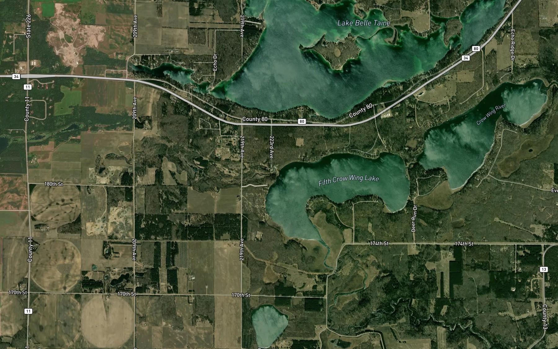 Satellite map of the Hellkamp Creek