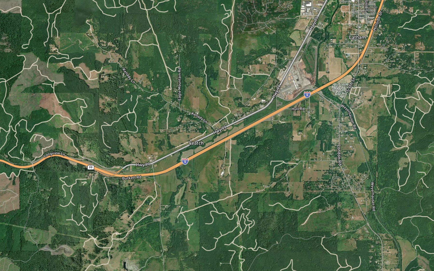 Satellite map of the Boren Creek