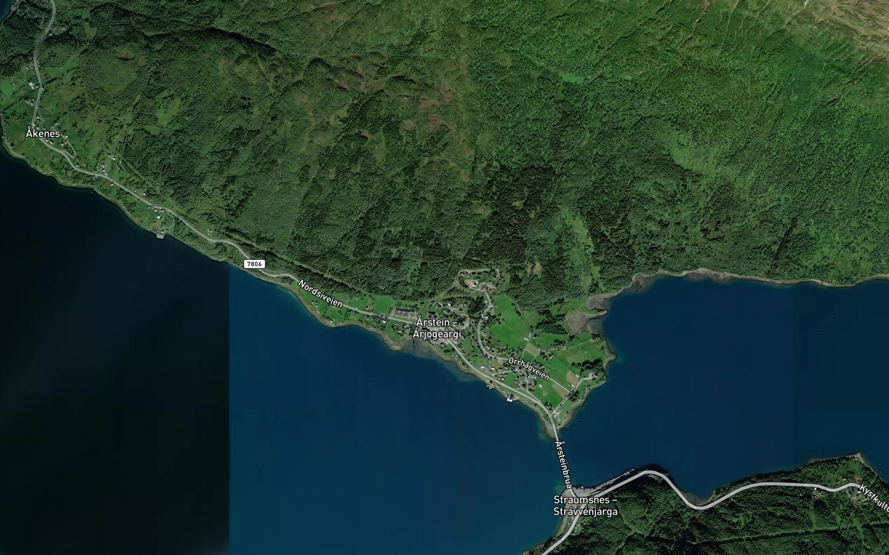 Satellite map of the Vikelva