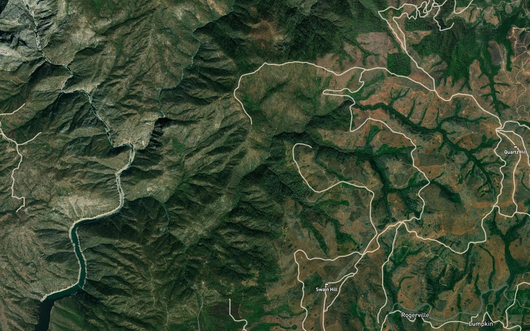 Satellite map of the Grubbes Creek