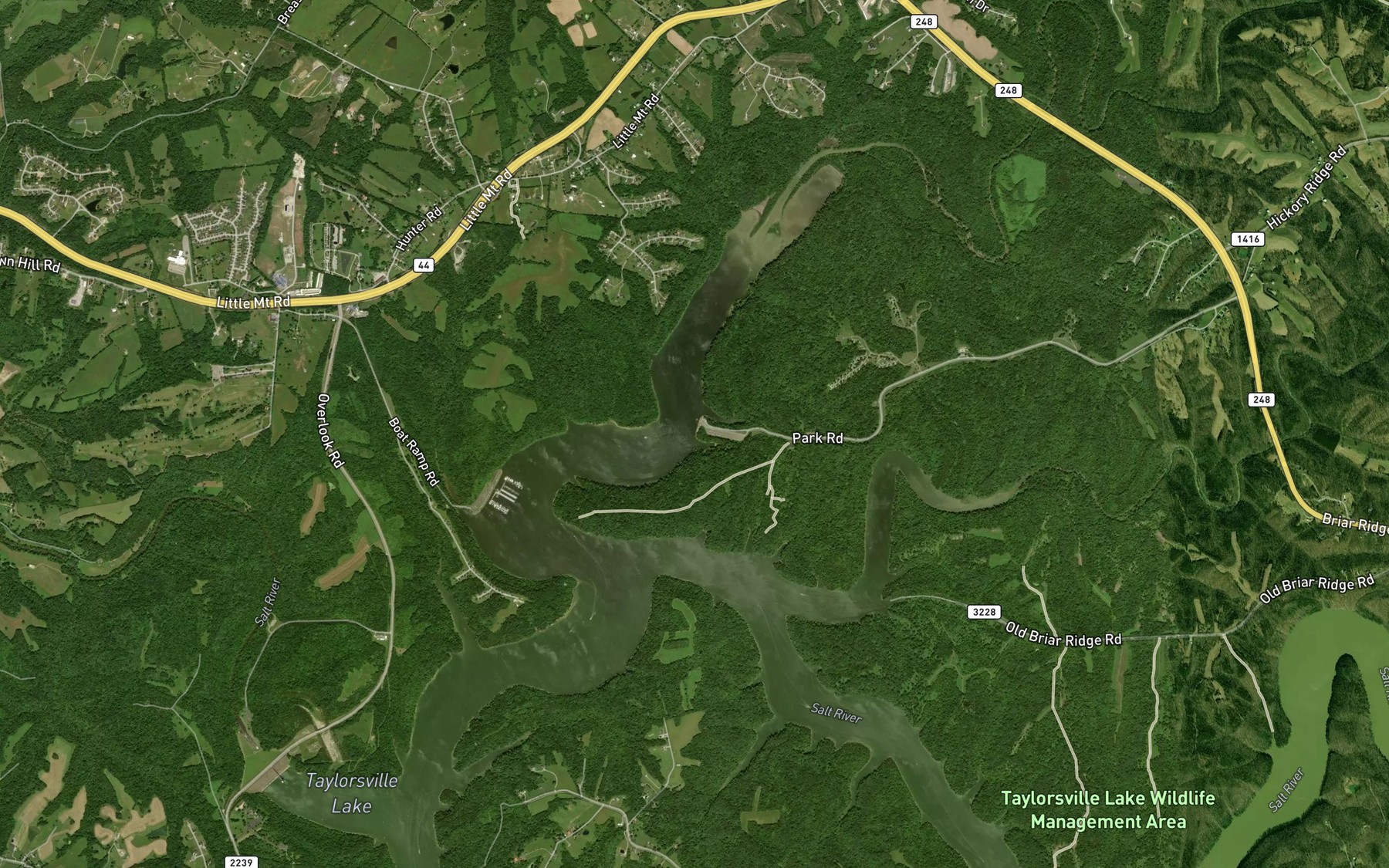 Satellite map of the Possum Ridge Boat Ramp