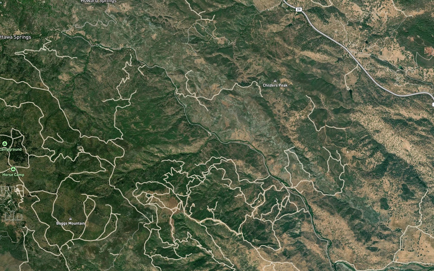 Satellite map of the Malo Creek
