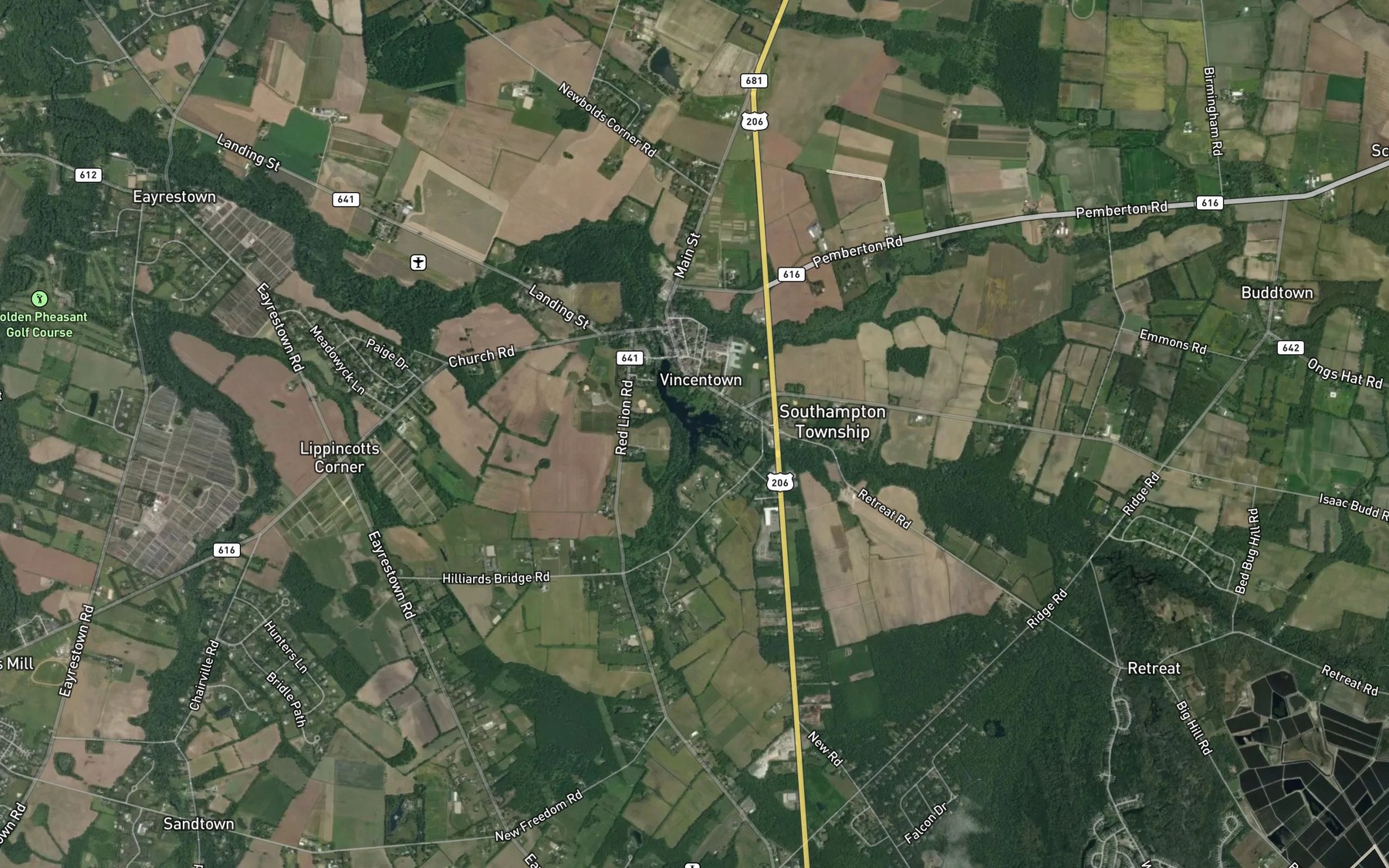 Satellite map of the Beaverdam Creek