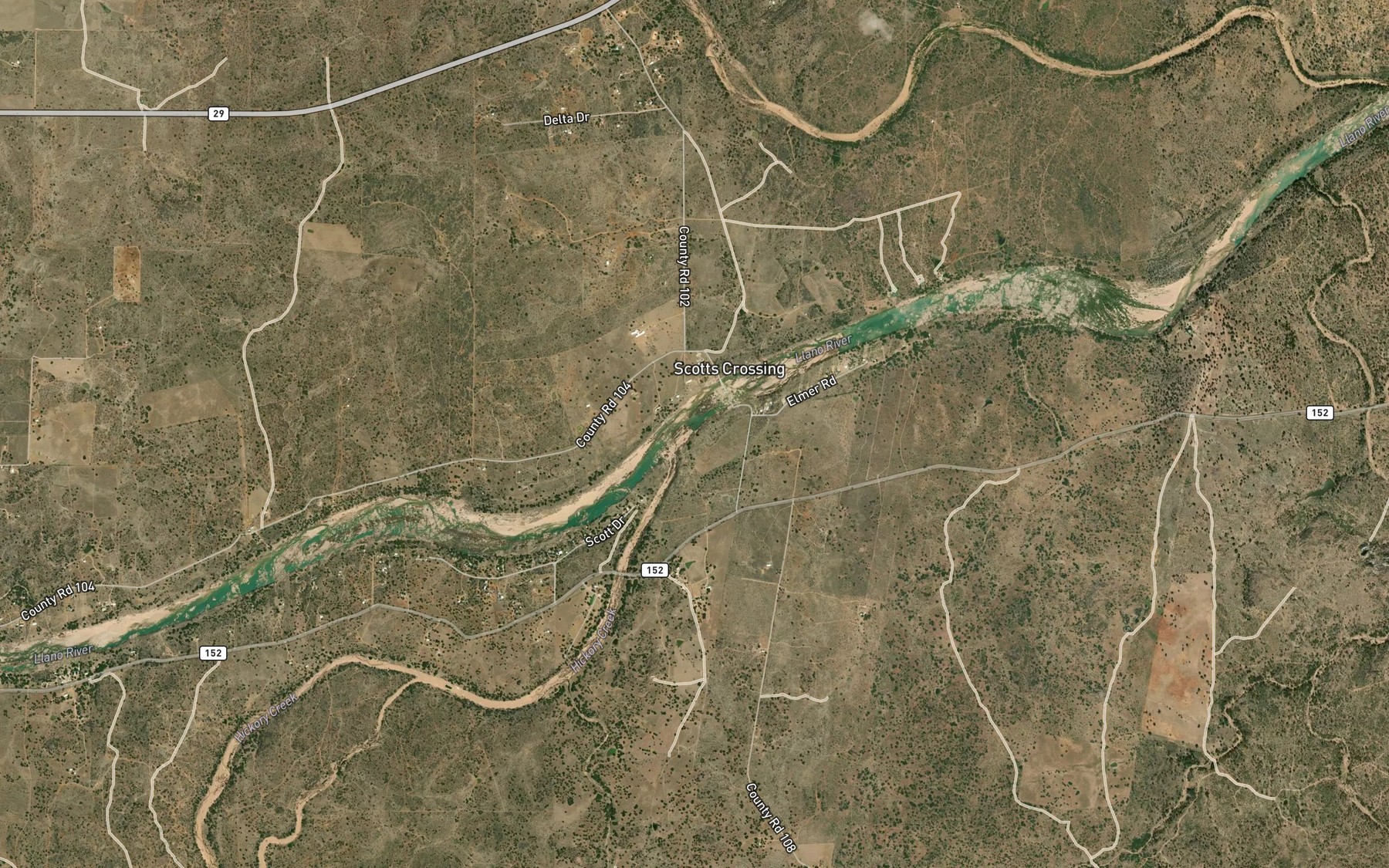 Satellite map of the Hickory Creek