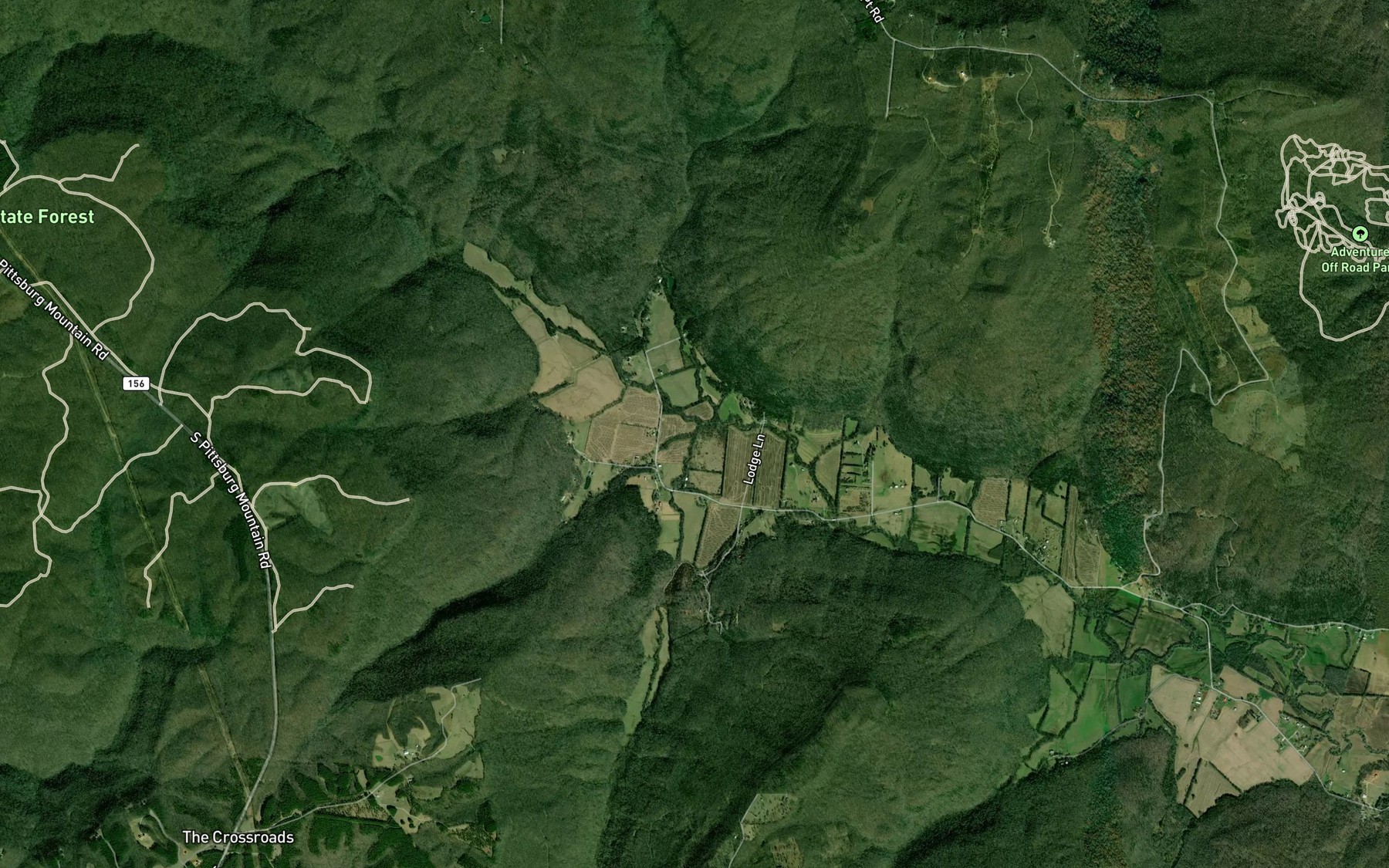 Satellite map of the Straight Cove Branch