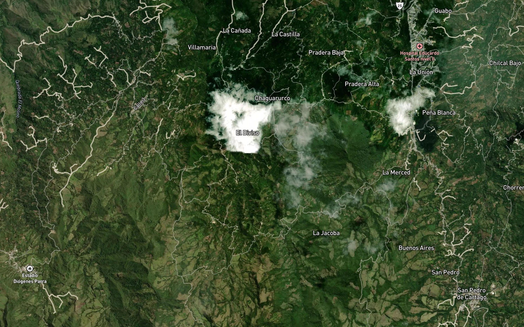 Satellite map of the Quebrada El Tambo