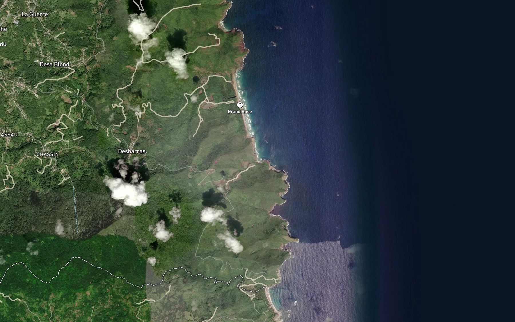 Satellite map of the Sorciere River
