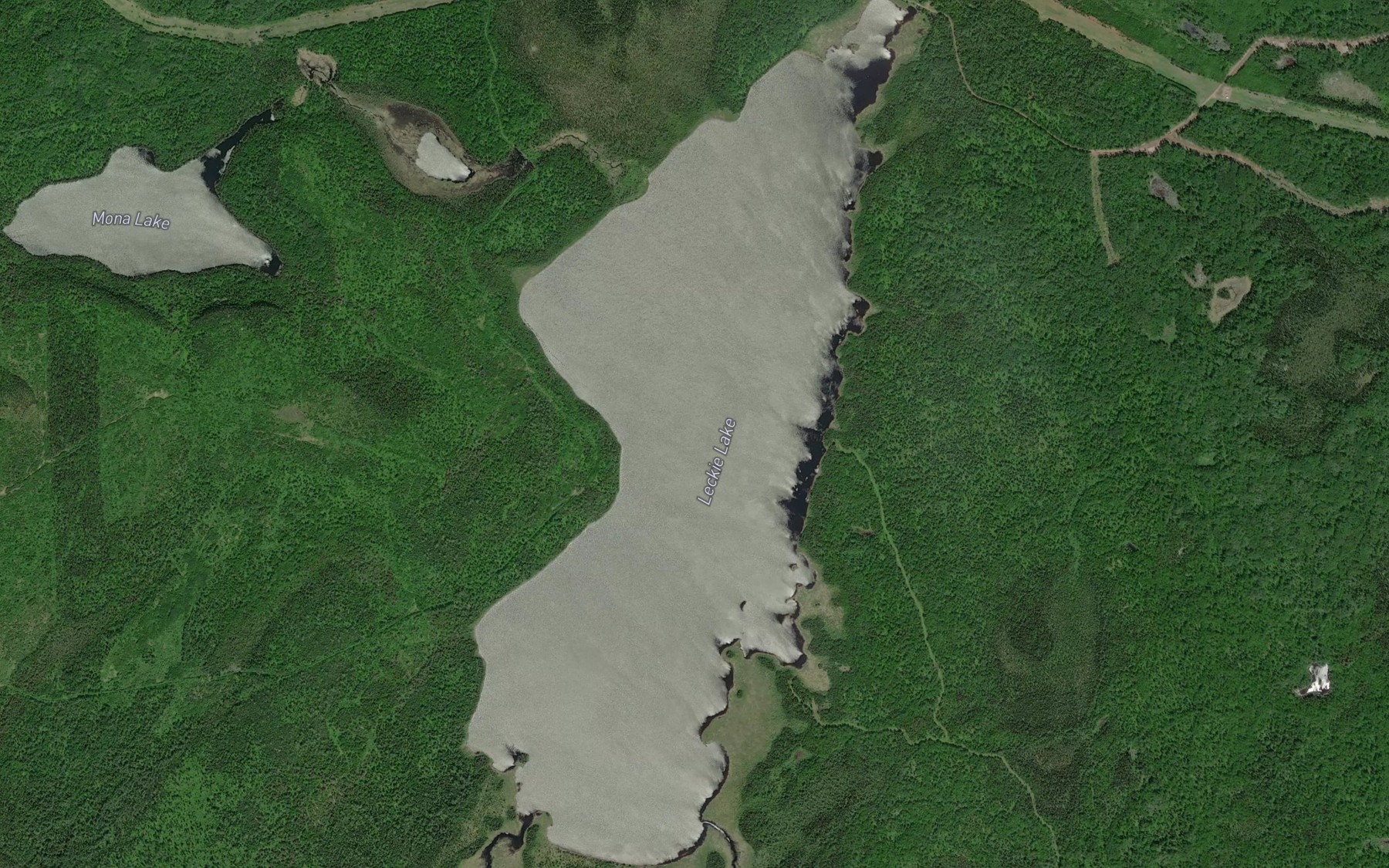 Satellite map of the Leckie Lake