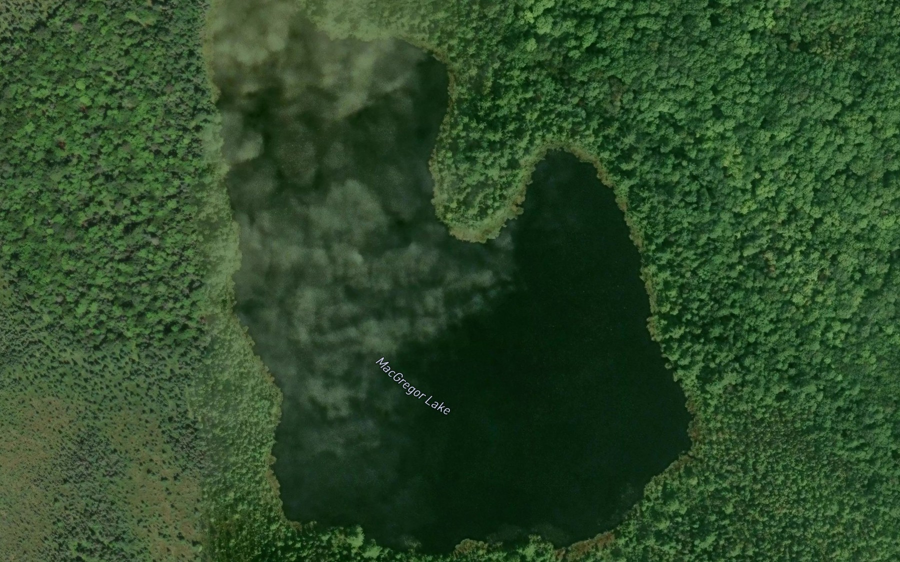 Satellite map of the MacGregor Lake