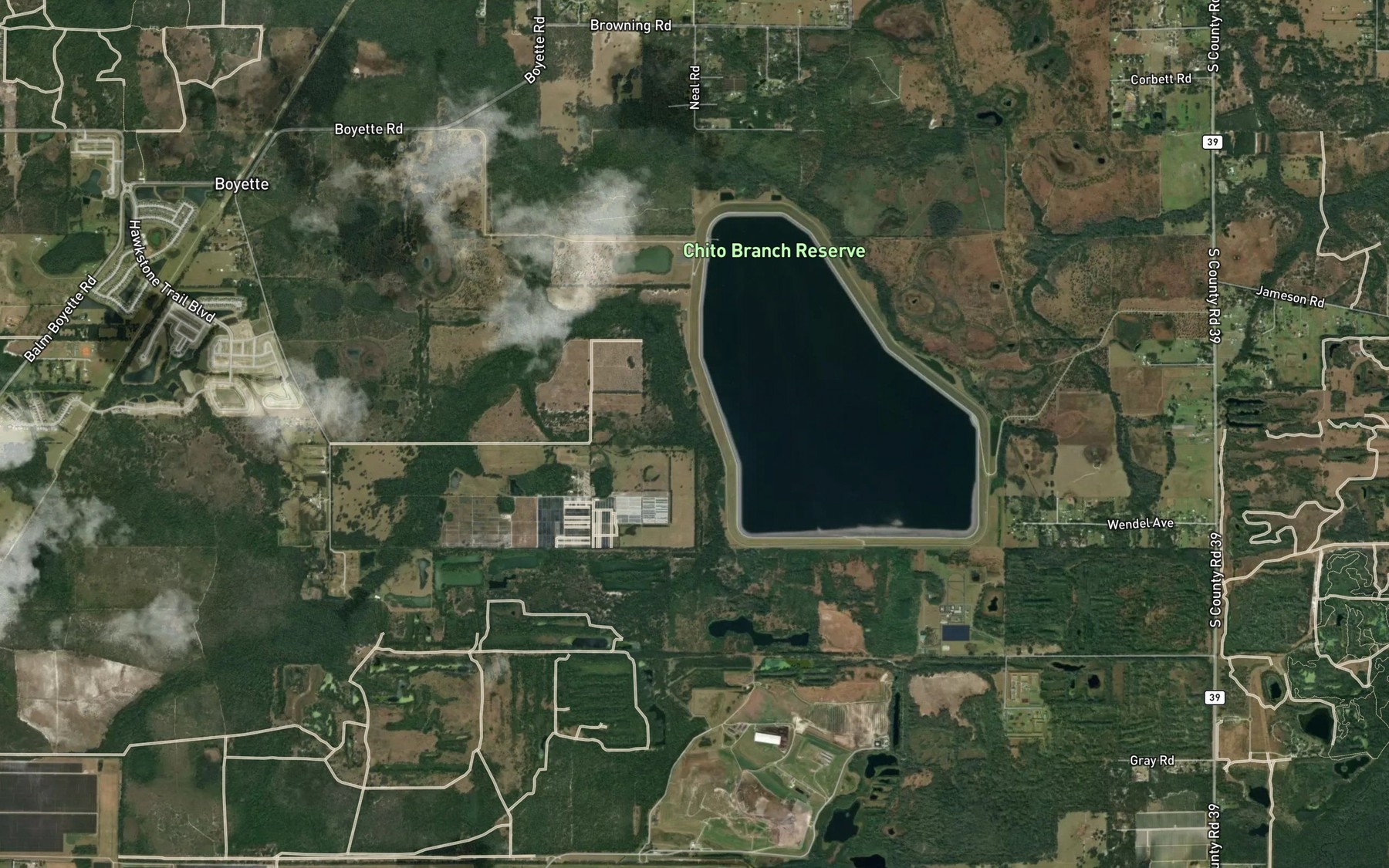 Satellite map of the Long Flat Creek