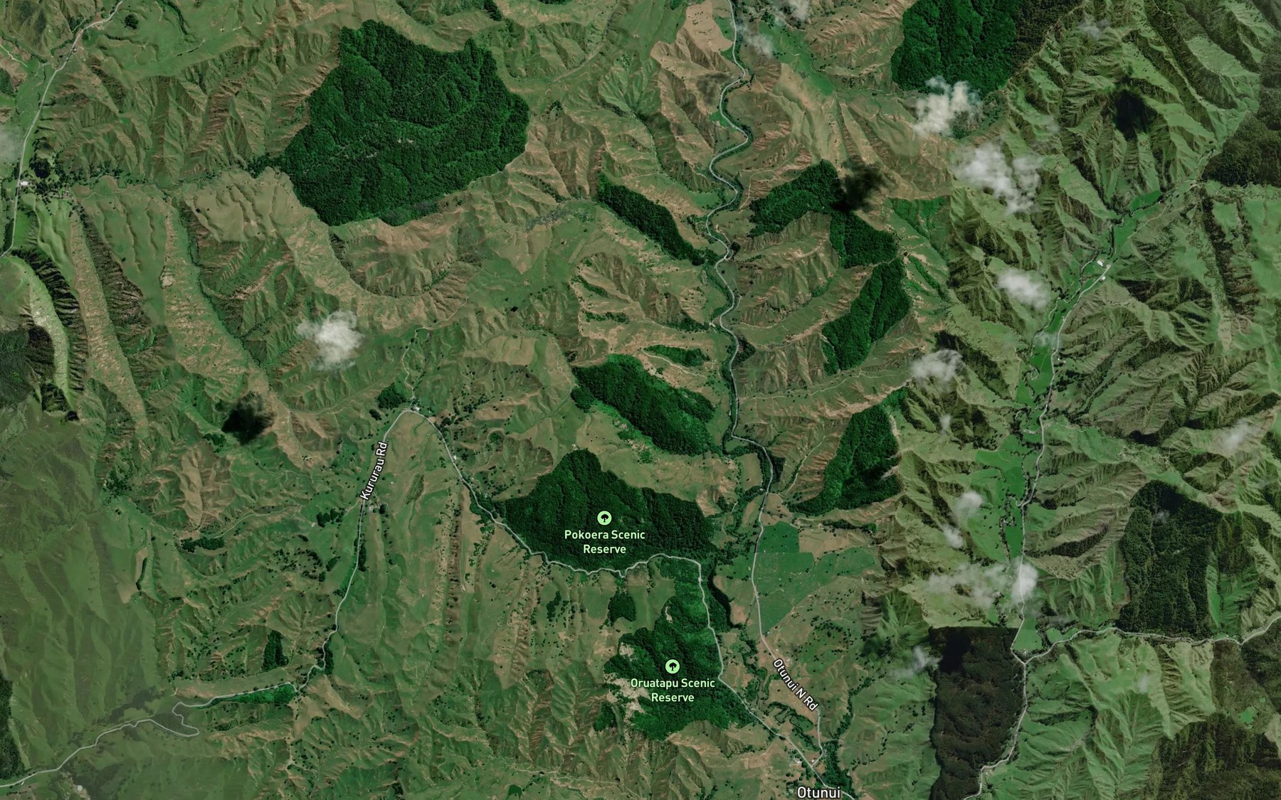 Satellite map of the Otunui Stream
