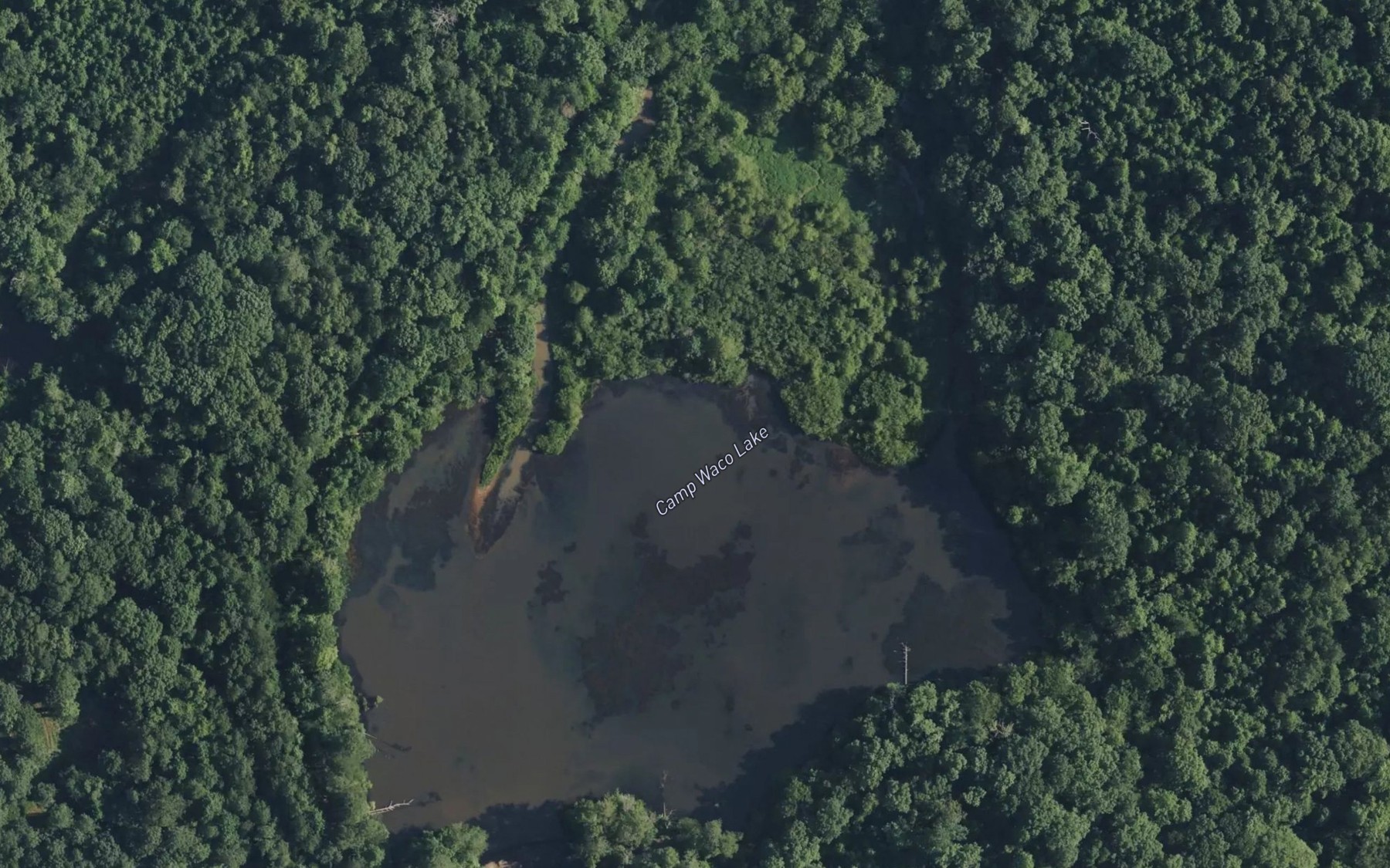 Satellite map of the Camp Waco Lake