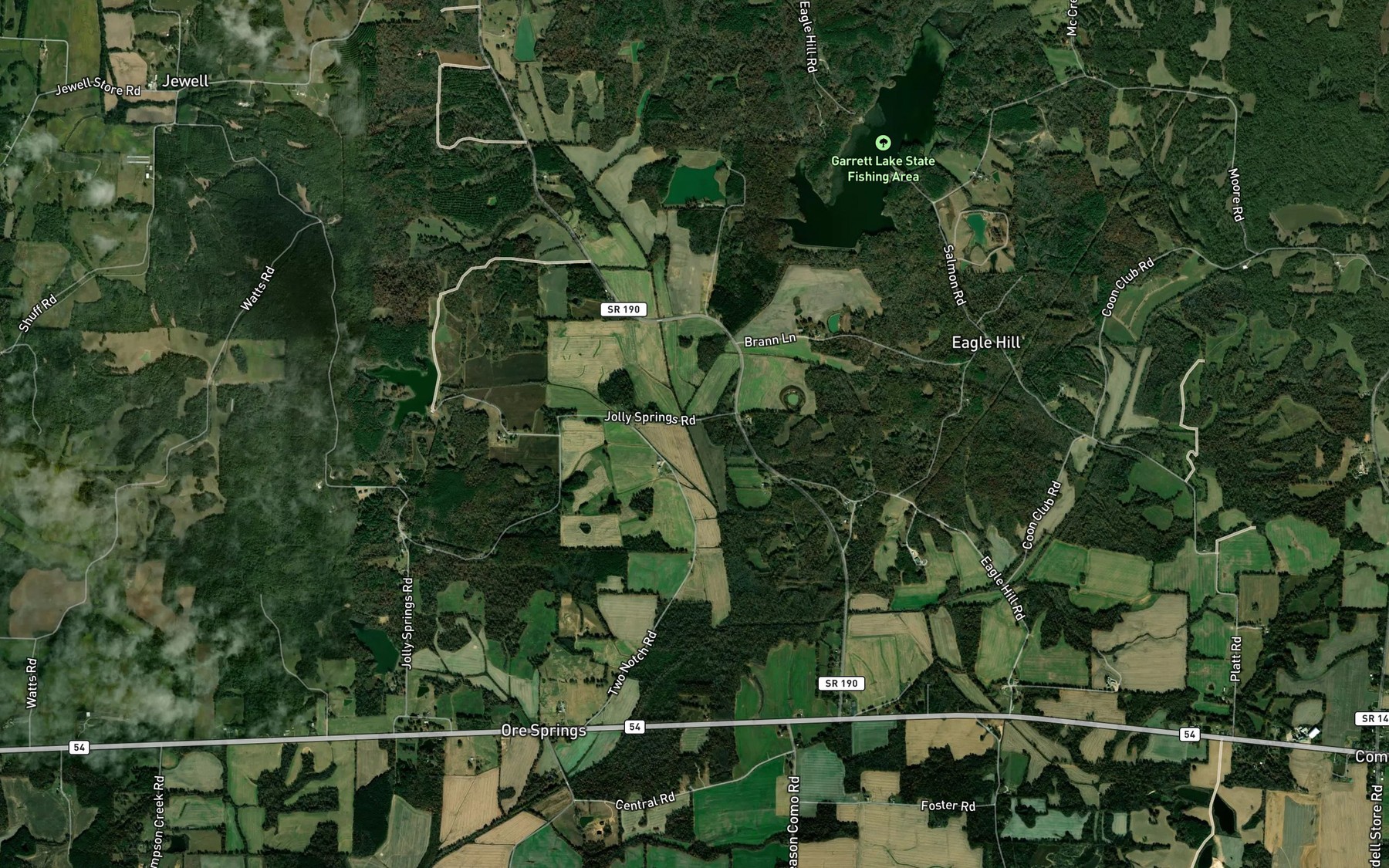 Satellite map of the Thompson Creek Branch