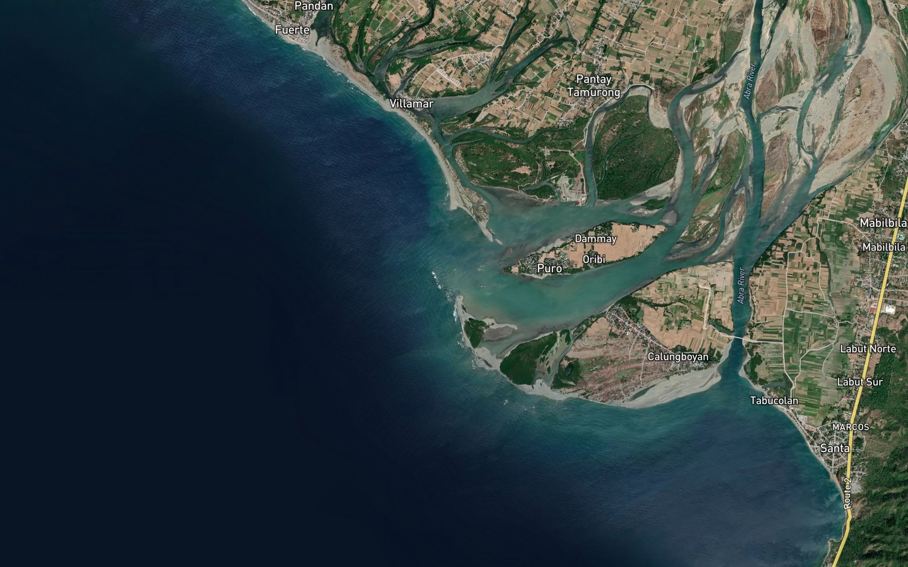 Satellite map of the Abra River