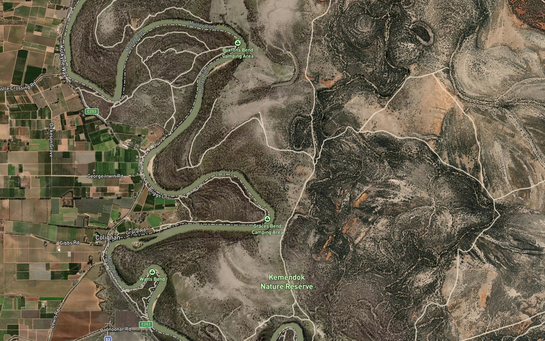 Satellite map of the Graces Bend