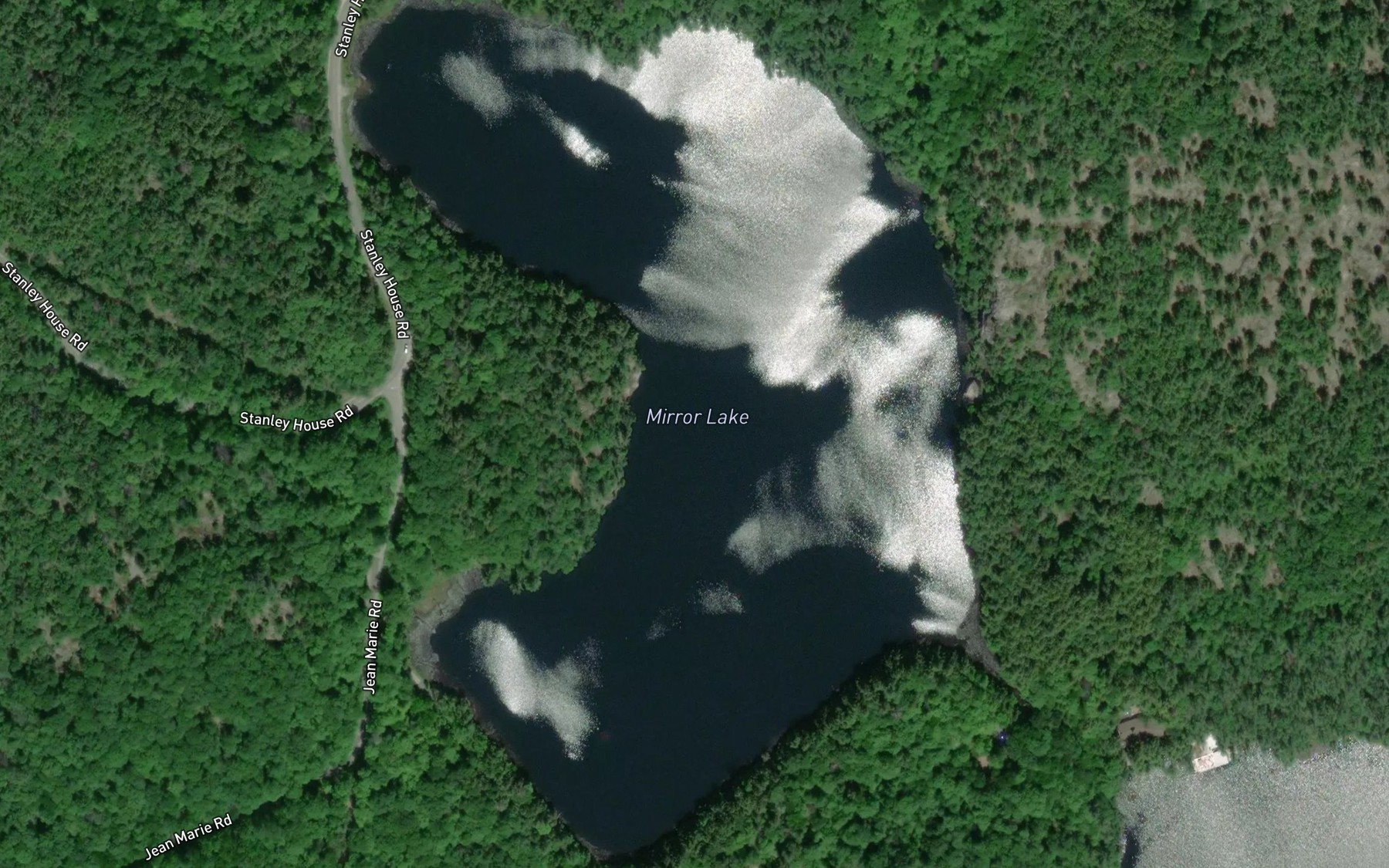 Satellite map of the Mirror Lake