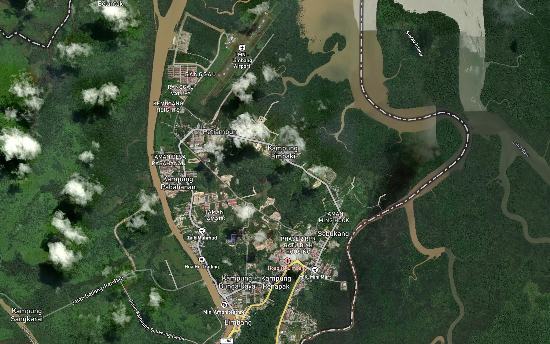 Satellite map of the Sungai Lampaki