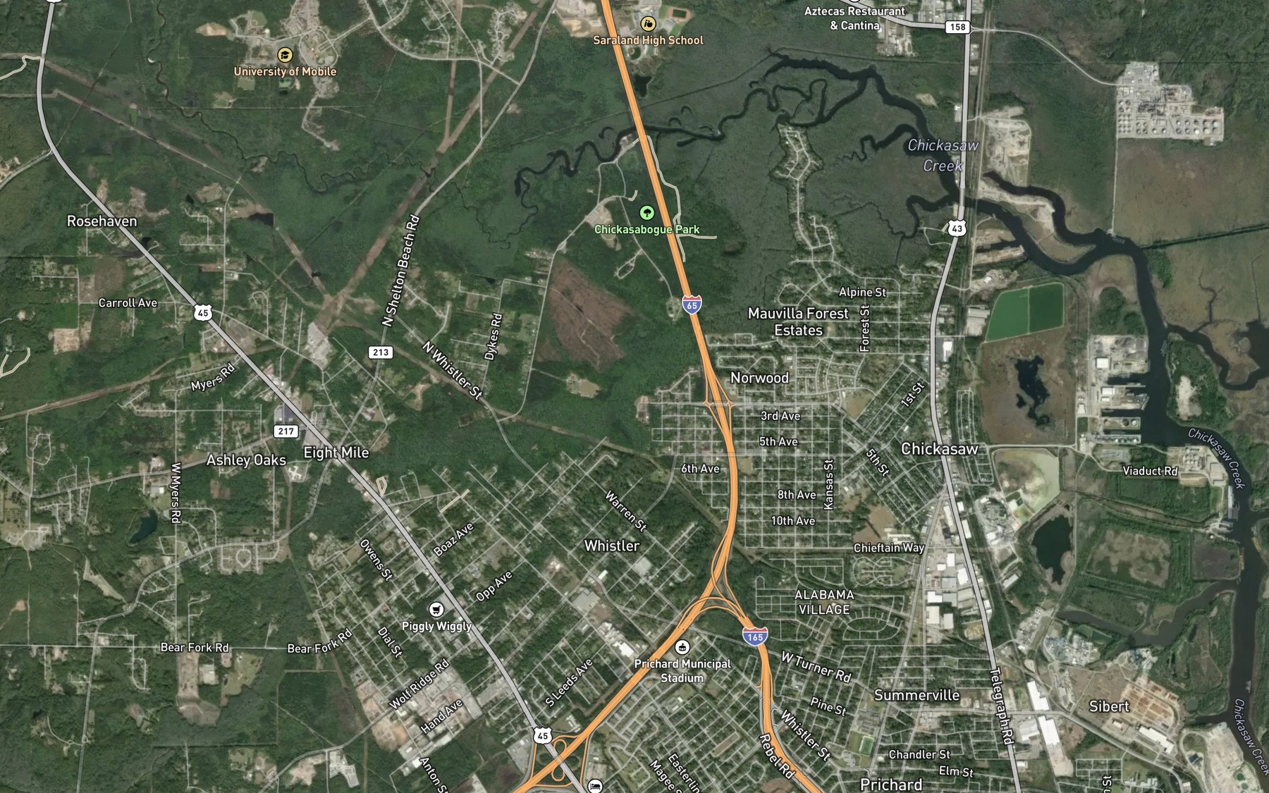 Satellite map of the Gum Tree Branch