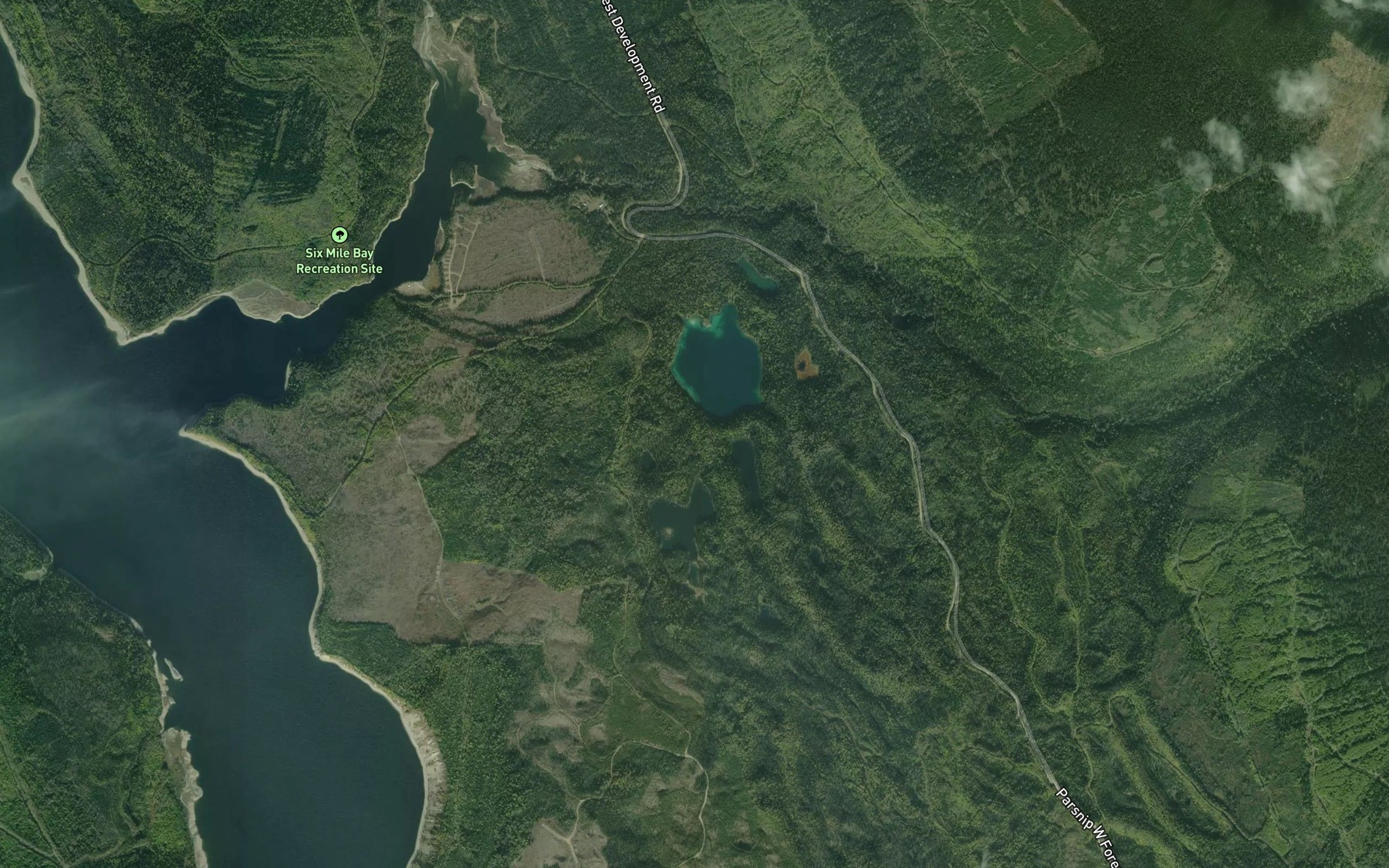 Satellite map of the Pothole Lakes
