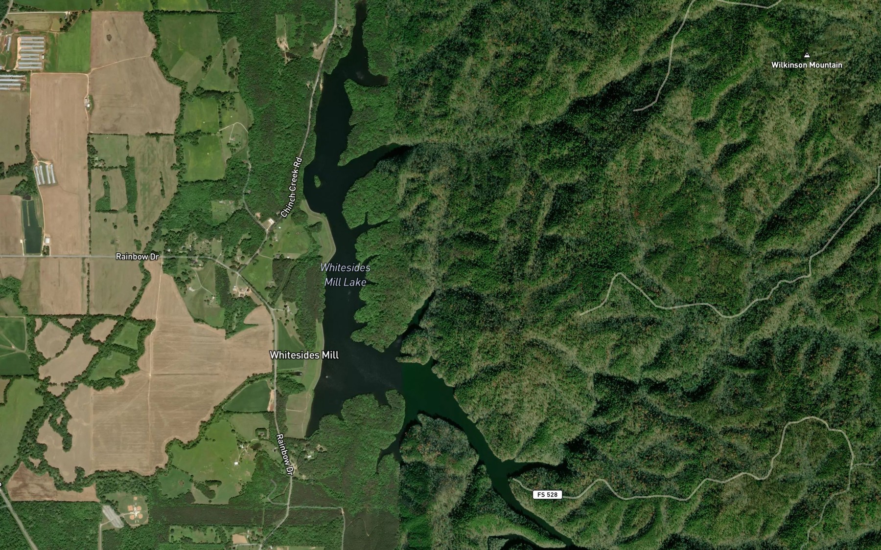 Satellite map of the Whitesides Mill Lake