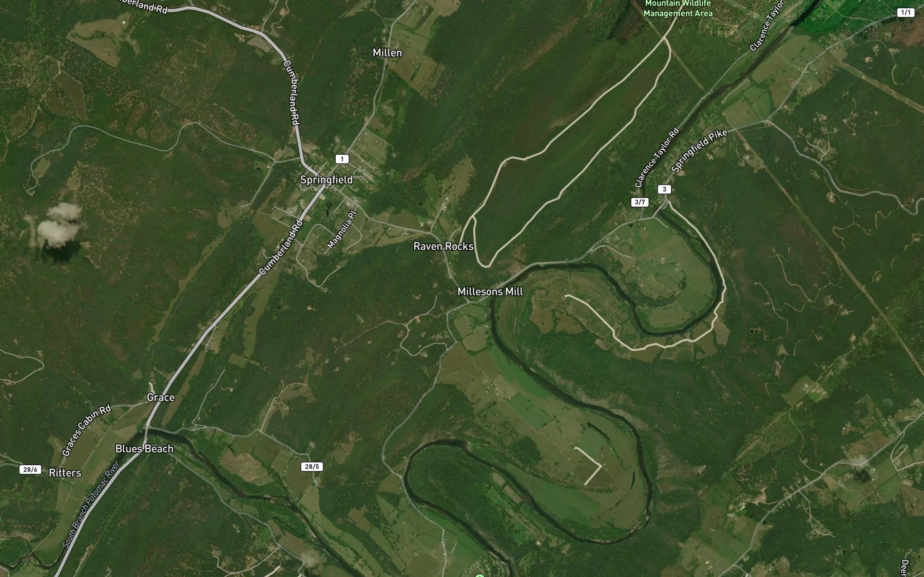 Satellite map of the Springfield Spring